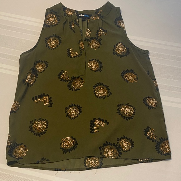 Alice Blue Tops - Alice Blue Women’s Olive and Black Floral Blouse